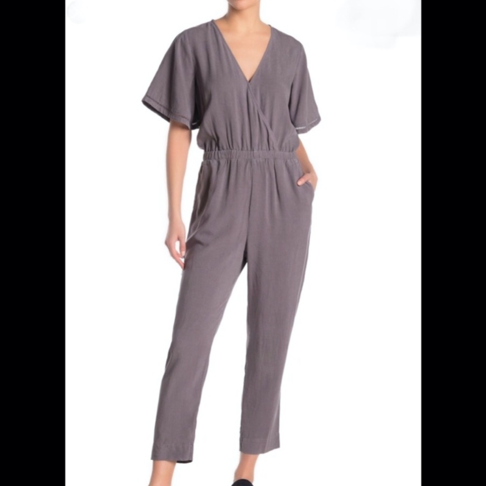 Cloth & Stone Anthropologie Grey Flutter Jumpsuit